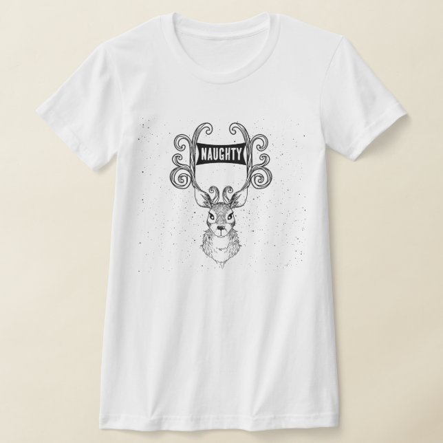 Camiseta Naughn Reindeer Engraçado Natal Antler Holiday (Postura )