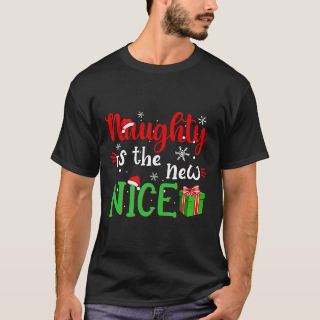 Camiseta Naughs É O Novo Feliz Piada De Papais noeis Engraç (Frente)