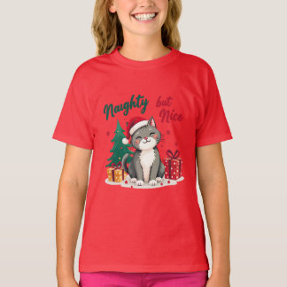 Camiseta Naughty But Nice Cat Christmas T-shirt