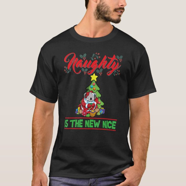 Camiseta Naughty É Os Novos Papais noeis De Natal Bons Xmas (Frente)