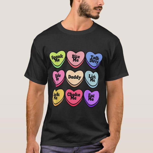 Camiseta Naughty Heart Candy Daddy Spank Me Adult Humor Cou (Frente)