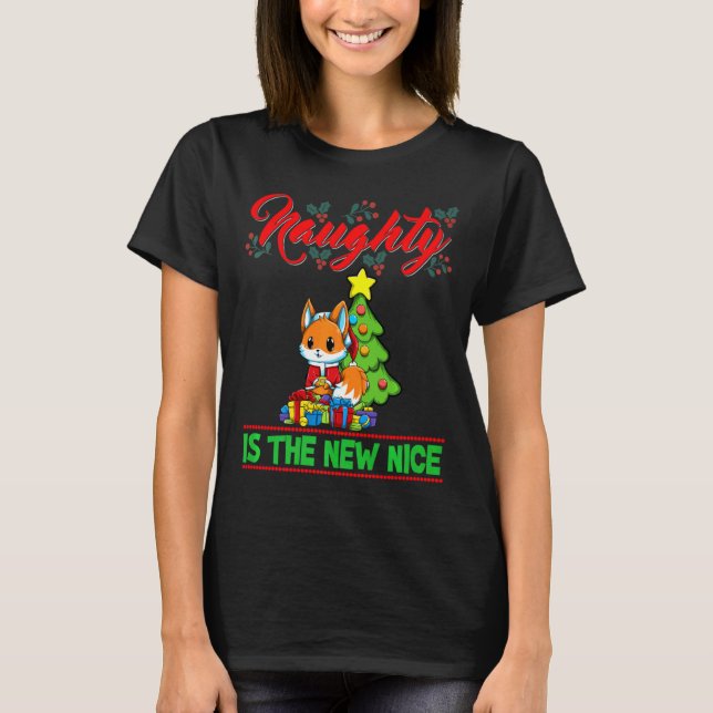 Camiseta Naughty Is The New Nice Christmas Santa Xmas Premi (Frente)