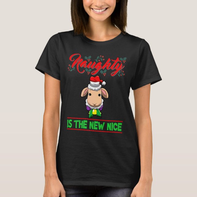 Camiseta Naughty Is The New Nice Christmas Santa Xmas Premi (Frente)