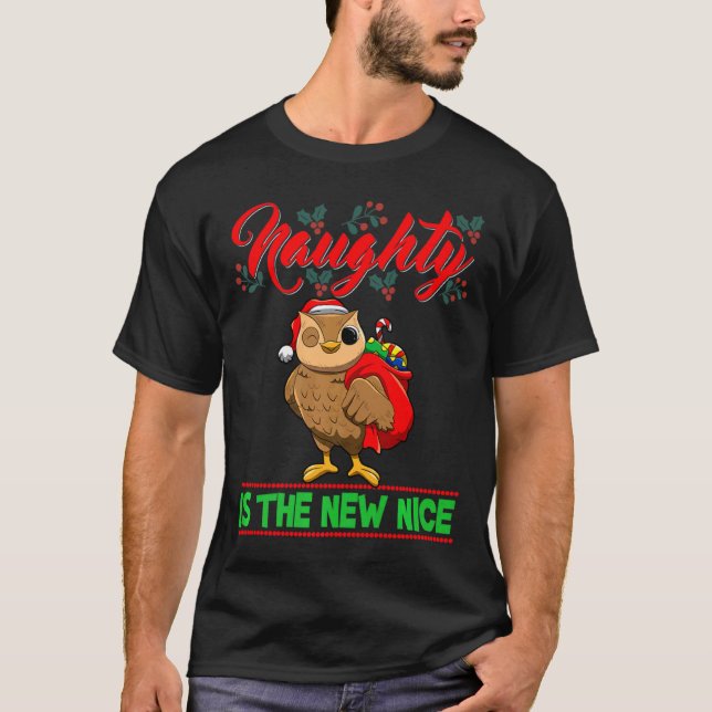 Camiseta Naughty Is The New Nice Christmas Santa Xmas Premi (Frente)
