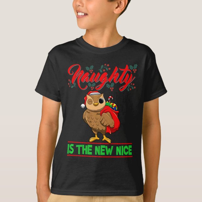 Camiseta Naughty Is The New Nice Christmas Santa Xmas Premi (Frente)