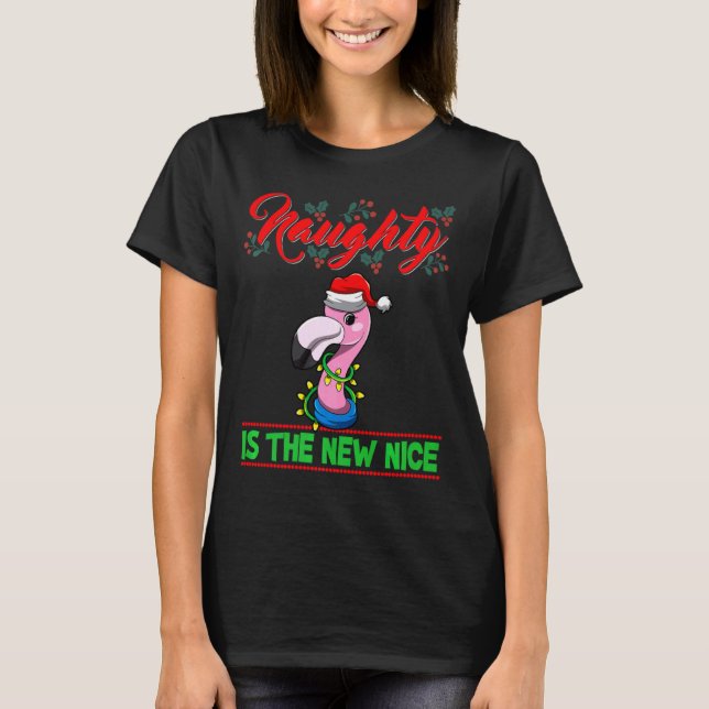 Camiseta Naughty Is The New Nice Christmas Santa Xmas Premi (Frente)
