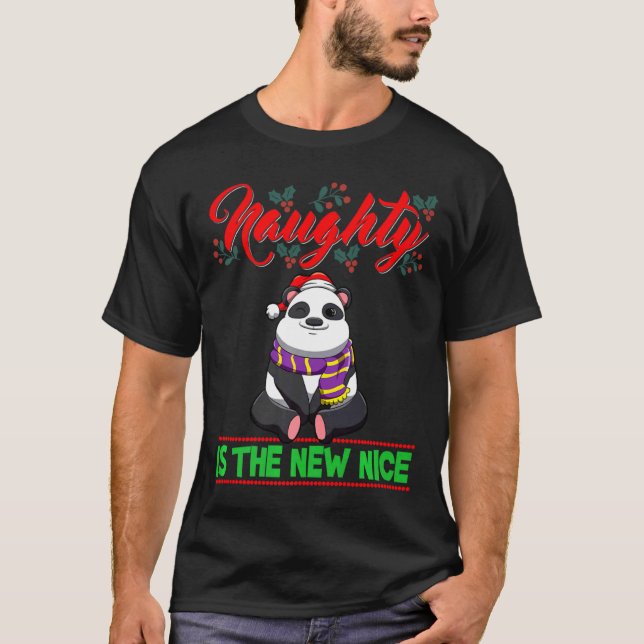 Camiseta Naughty Is The New Nice Christmas Santa Xmas Premi (Frente)