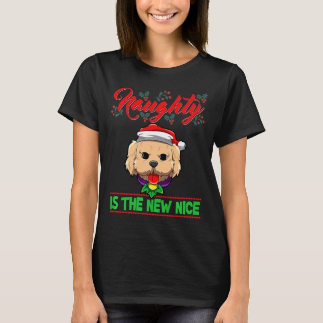 Camiseta Naughty Is The New Nice Christmas Santa Xmas Premi (Frente)
