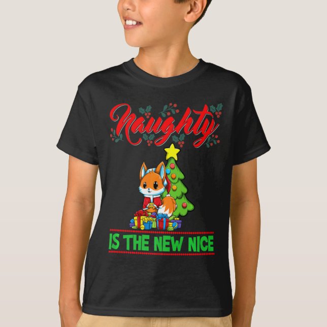 Camiseta Naughty Is The New Nice Christmas Santa Xmas Premi (Frente)