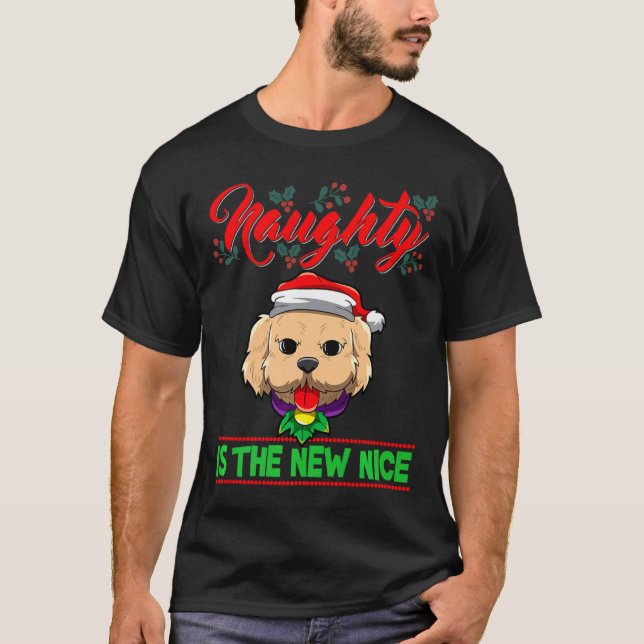Camiseta Naughty Is The New Nice Christmas Santa Xmas Premi (Frente)