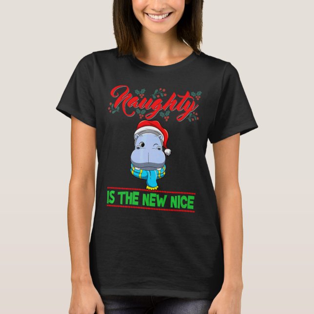 Camiseta Naughty Is The New Nice Christmas Santa Xmas Premi (Frente)