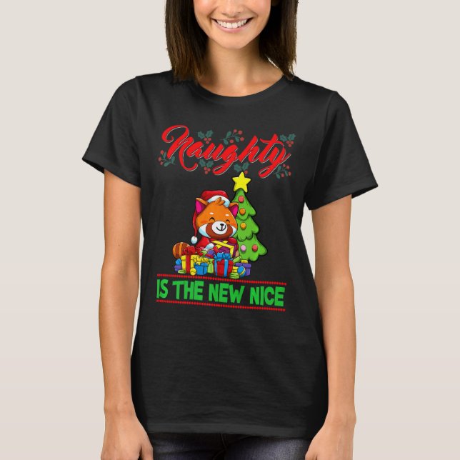 Camiseta Naughty Is The New Nice Christmas Santa Xmas Premi (Frente)