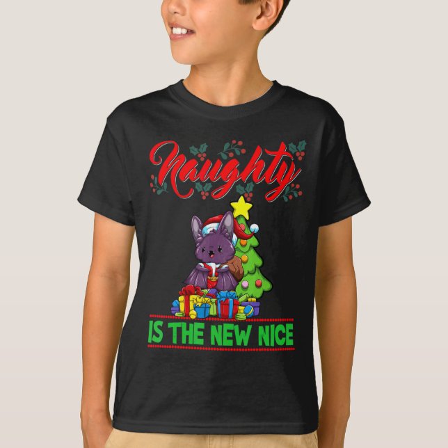 Camiseta Naughty Is The New Nice Christmas Santa Xmas T Shi (Frente)