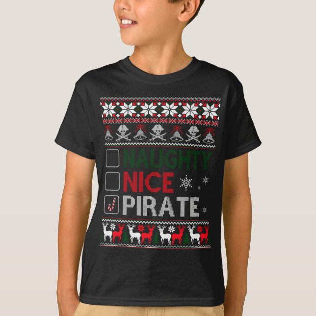 Camiseta Naughty Nice Rate Funny Christmas Checklist Ugly T (Frente)
