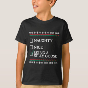 Camiseta Naughty Nice Ser Um Bobo Goose Engraçado Natal X