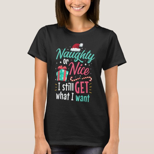 Camiseta Naughty Or Nice List Christmas Stocking Stuffer (Frente)