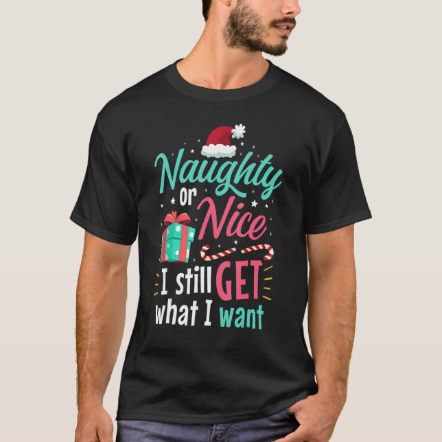 Camiseta Naughty Or Nice List Christmas Stocking Stuffer (Frente)
