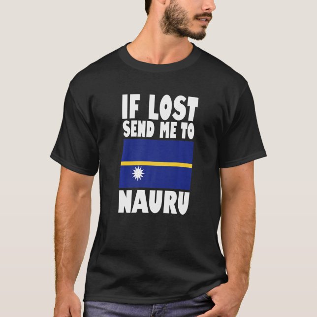 Camiseta Nauru Flag Design  If lost send me to Nauru Premiu (Frente)