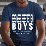 Camiseta Nauti Boys Náutico Festa de Despedida de Solteiro<br><div class="desc">Camisa "Nauti boys",  azul e branca,  listrada para uma despedida de solteiro. Personalize com seu próprio texto.</div>