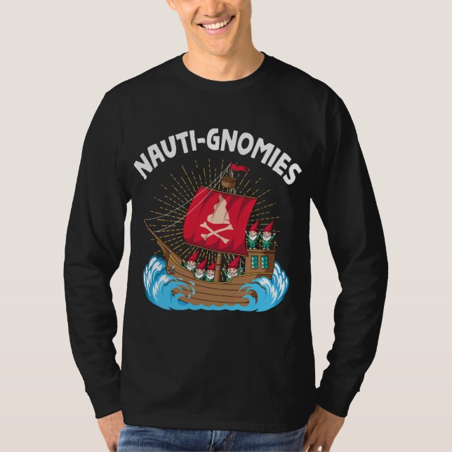Camiseta Nauti Gnomies à vela dos gnomos piratas nórdicos (Frente)