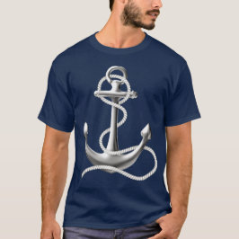 Camiseta náutica âncora, marinho, tee azul