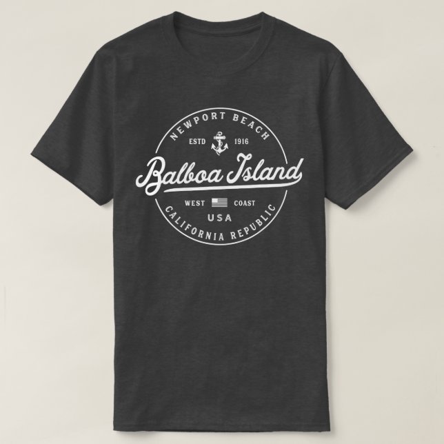 Camiseta NAUTICAL Anchor Balboa Island Viagem Va (Frente do Design)