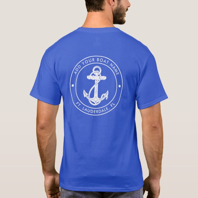 Camiseta Nautical Anchor Boat Name Custom (Verso)