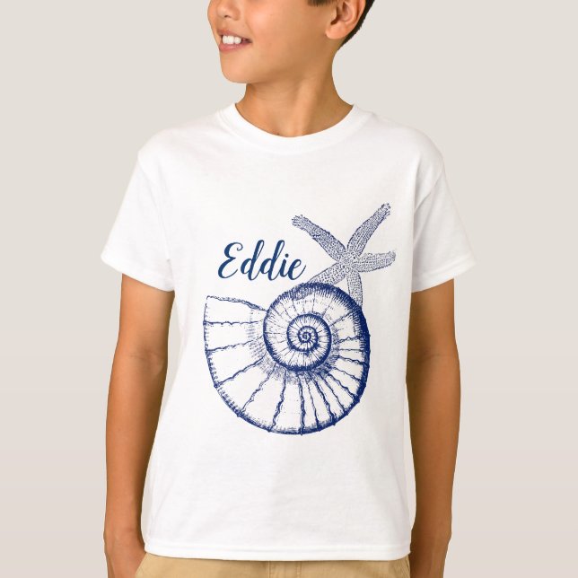 Camiseta Nautilus Seashell e Starfish Marine Life Personali (Frente)
