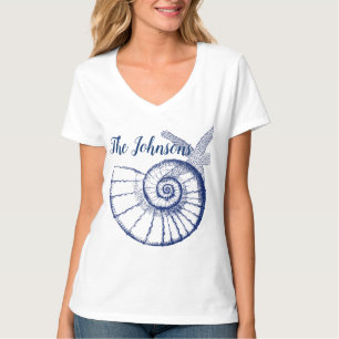 Camiseta Nautilus Seashell e Starfish Vida Marinha Personal