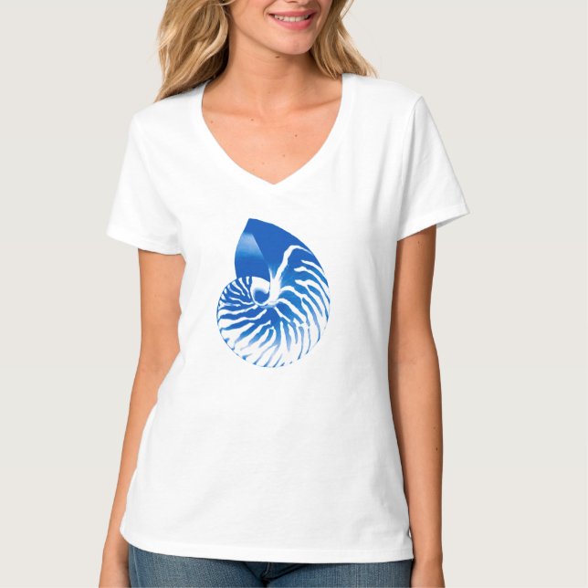Camiseta Nautilus shell - azul de cobalto e branco (Frente)