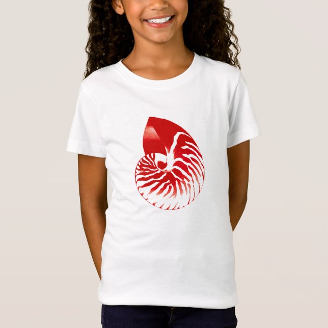 Camiseta Nautilus shell - vermelho escuro e branco (Frente)