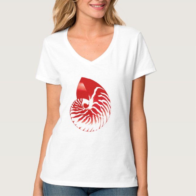Camiseta Nautilus shell - vermelho escuro e branco (Frente)