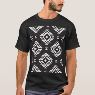Camiseta Navajo Geométrico: Tribal Branco Negro.