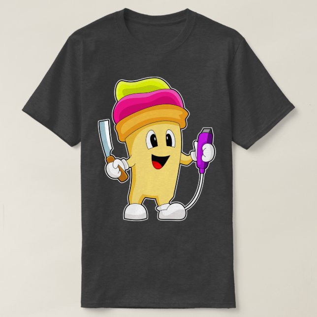 Camiseta Navalha de cabeleireiro Sundae (Frente do Design)