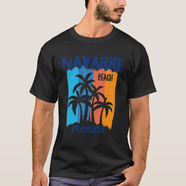 Camiseta Navarre Beach Florida Divertida Palm Trees Desi (Frente)