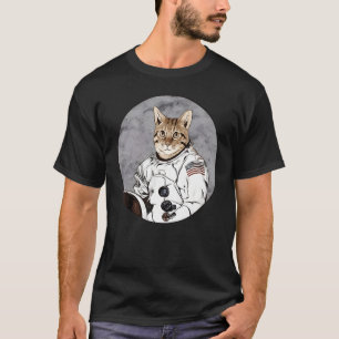 Camiseta Nave Espacial Astronauta Gato Fofinho Patas de Pel