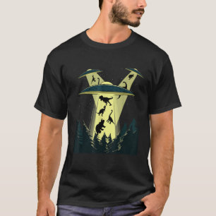 Camiseta Nave Espacial de Abdução Alienígena Dinossauros En