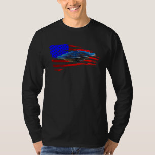 Camiseta Nave Espacial Extraterrestre Bandeira Americana Ho