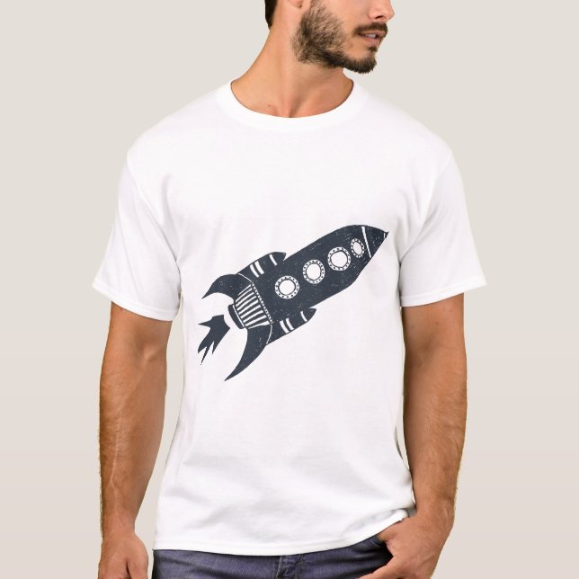Camiseta Nave Espacial Foguete Retro (Frente)