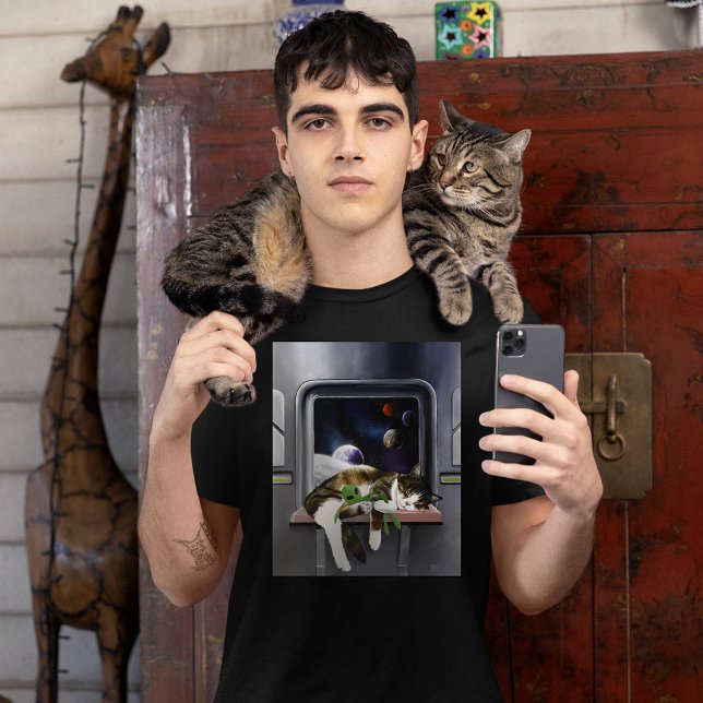 Camiseta Nave Espacial Gato Tabby Verde Alien Stuffie Ficçã (Criador carregado)