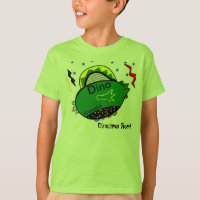 Nave Espacial Verde Estrelas Rajadas T-Shirt