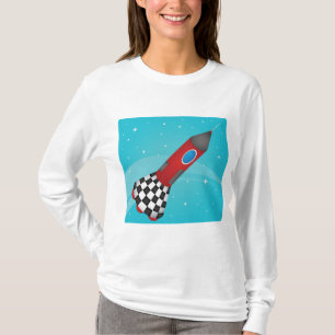 Camiseta Nave Espacial Vermelha Retro no Espaço Galáctico
