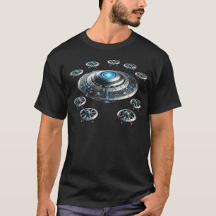 Camiseta Nave-mãe Alien e Frota de Drones Ficção Científica