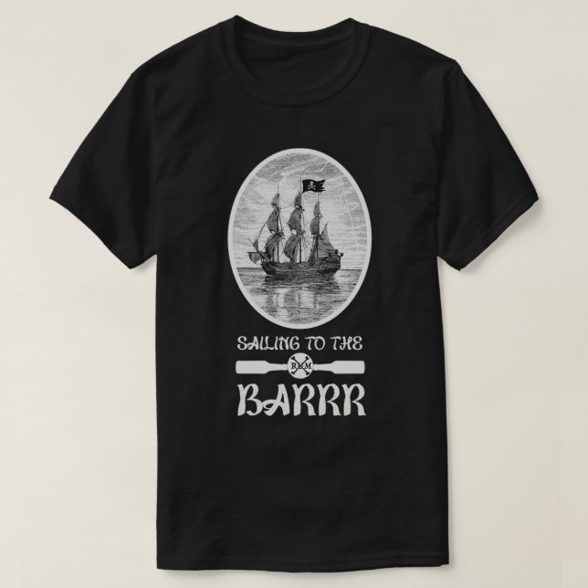 Camiseta Navegação até ao bar RUM Pirata Náutica Pun 2 (Frente do Design)