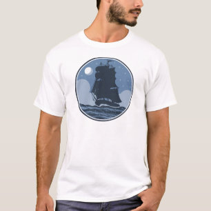 Camiseta Navegação em alto navio em mar aberto