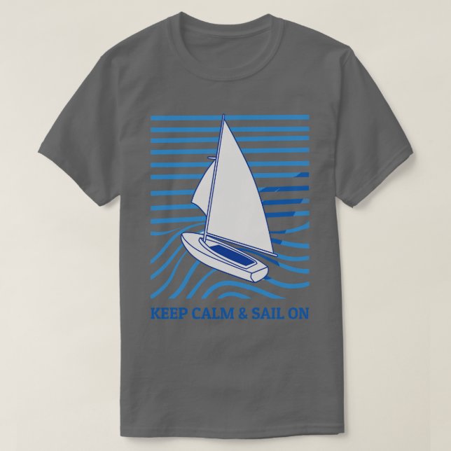 Camiseta Navegação Manter Calmo E Velejar (Frente do Design)