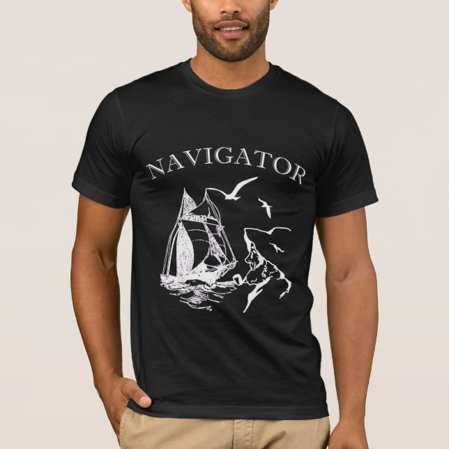 Camiseta Navegador Sailboar Sailor Black Bella Canvas (Frente)