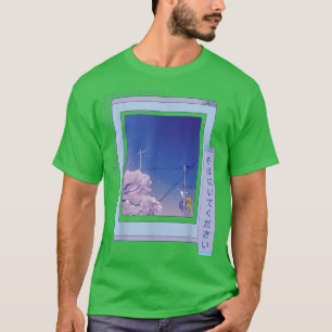 Camiseta Navegador Sakura Anime-Cute Vaporwave Noite Japone