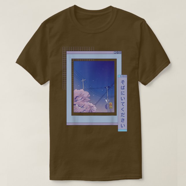 Camiseta Navegador Sakura Anime-Cute Vaporwave Noite Japone (Frente do Design)