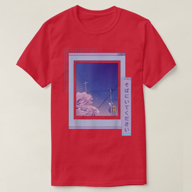 Camiseta Navegador Sakura Anime-Cute Vaporwave Noite Japone (Frente do Design)